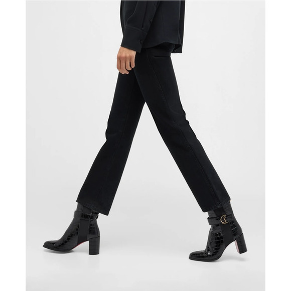 Christian Louboutin Croc Embossed Chelsea Boot 70 Calf Leather in Black - Picture 2 of 16